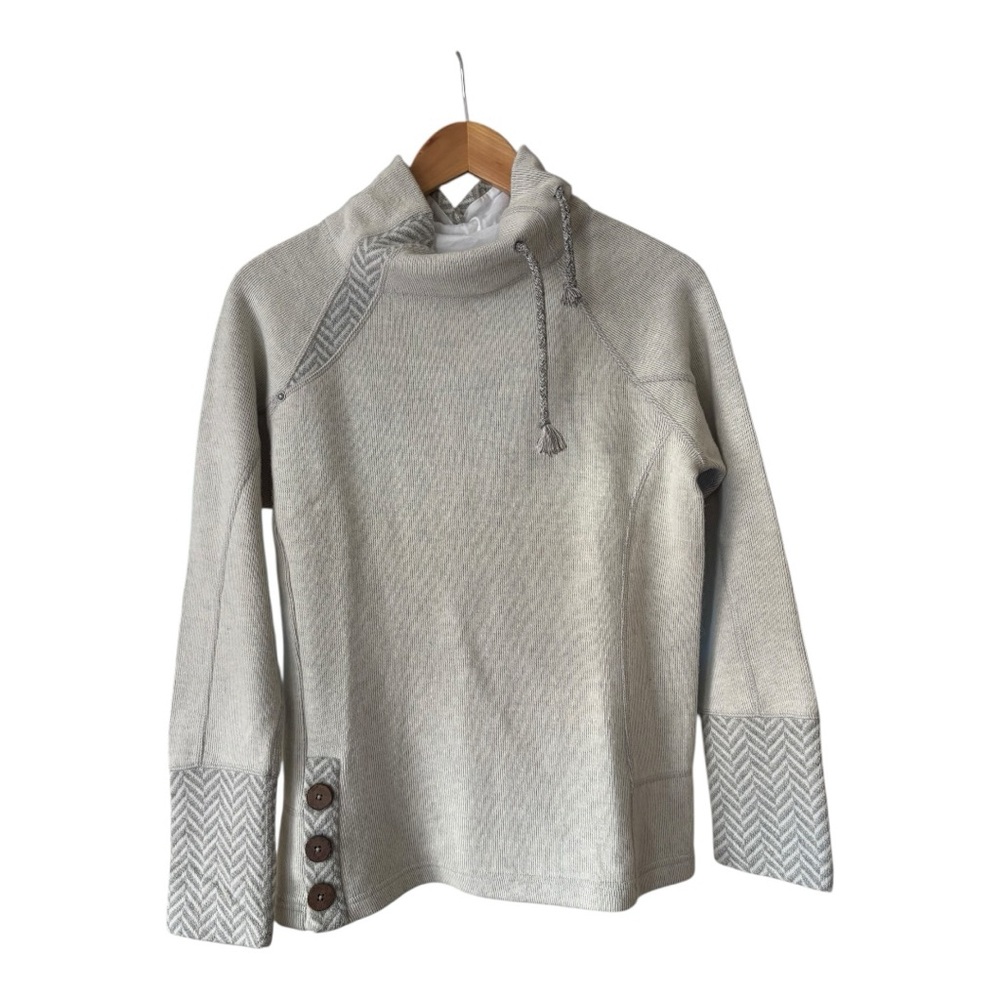 Prana The Lucia Wool Women's Natural Cream Sweater Button Accents Size M - Picture 9 of 12